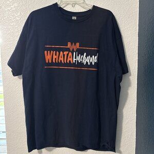Whataburger Men’s Navy XL T Shirt “Whatahusband” Rare Hamburgers EUC